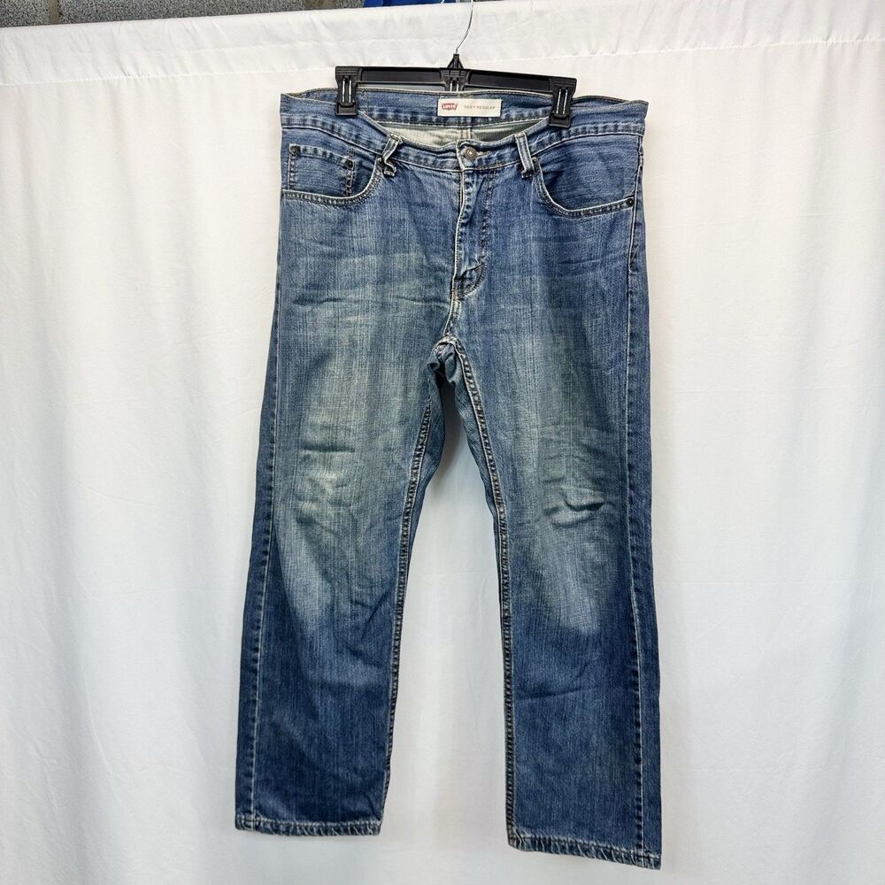 Levis 505 Jeans Mens 34x28 16H Denim Straight Leg Medium Wash Fade Vtg